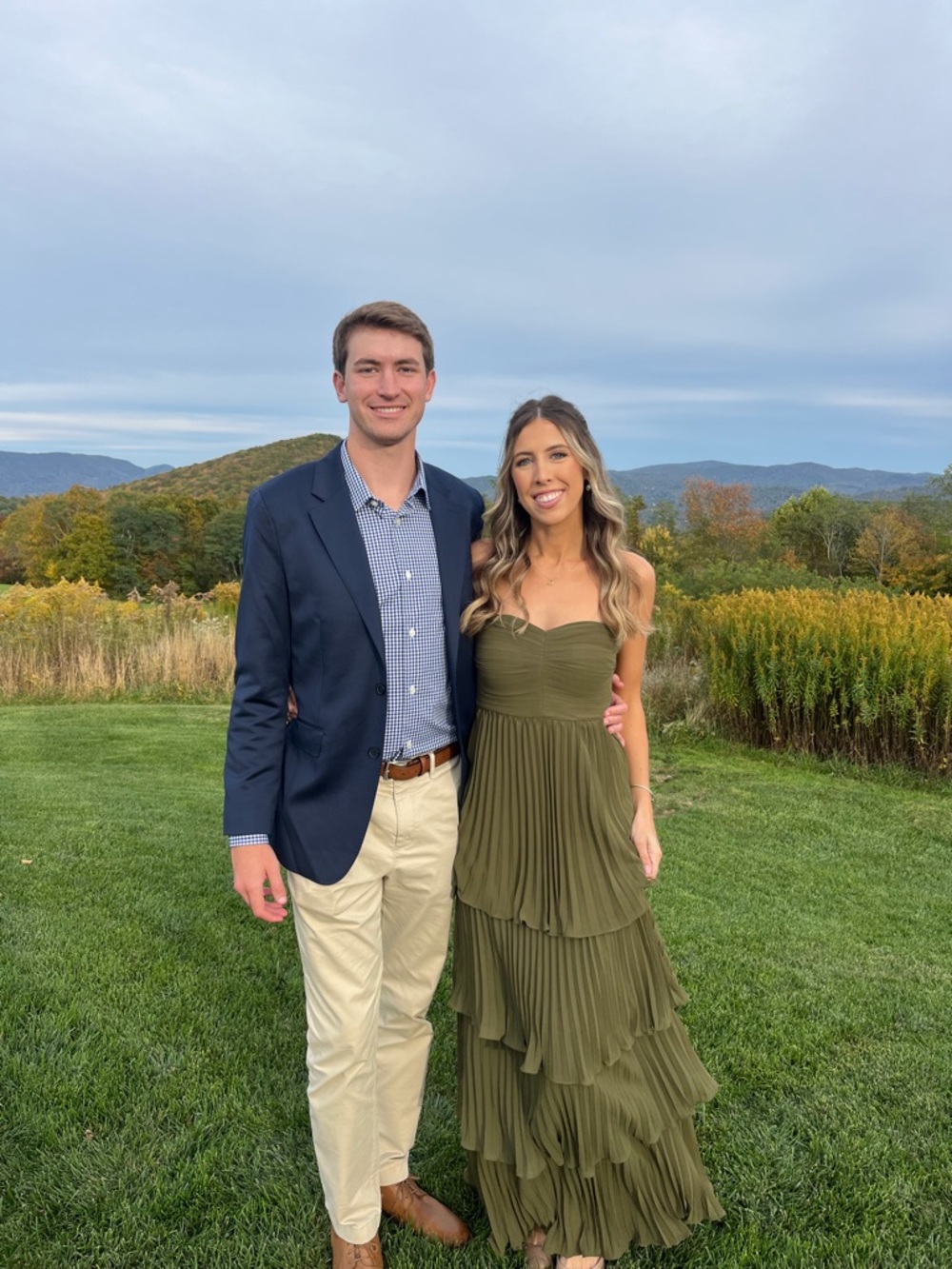 Lulu's Olive Green Strapless Pleated Tiered Maxi Dress